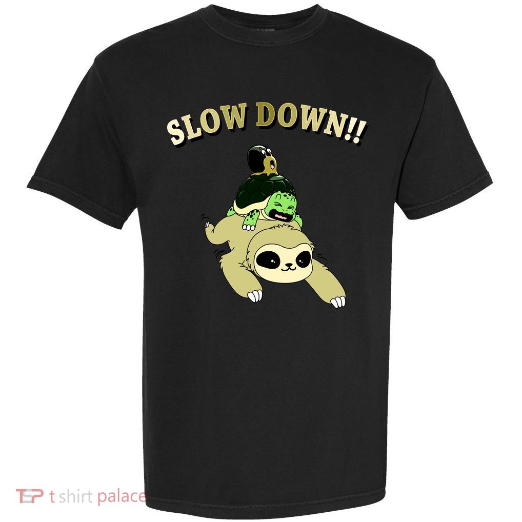 Too Fast Turtle Riding Sloth Garment-Dyed Heavyweight T-Shirt
