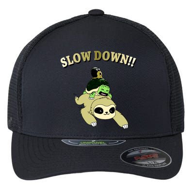 Too Fast Turtle Riding Sloth Flexfit Unipanel Trucker Cap