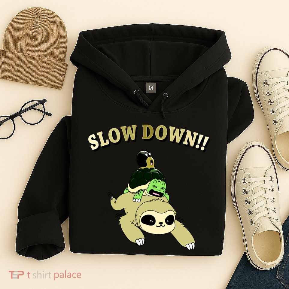 Too Fast Turtle Riding Sloth Hoodie