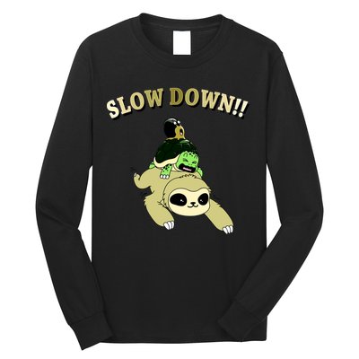 Too Fast Turtle Riding Sloth Long Sleeve Shirt