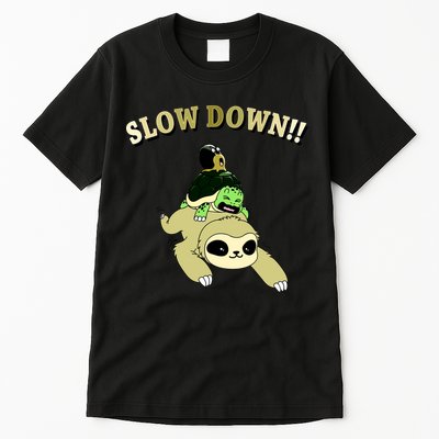Too Fast Turtle Riding Sloth Tall T-Shirt