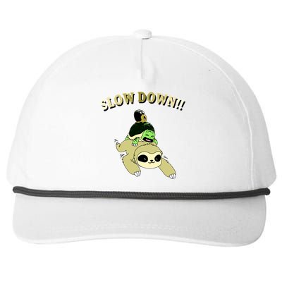 Too Fast Turtle Riding Sloth Snapback Five-Panel Rope Hat