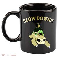 Too Fast Turtle Riding Sloth 11oz C Handle Ceramic Mug