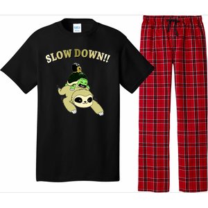 Too Fast Turtle Riding Sloth Pajama Set