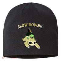 Too Fast Turtle Riding Sloth Sustainable Beanie