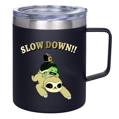 Too Fast Turtle Riding Sloth 12oz Stainless Steel Coffee Mug
