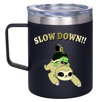 Too Fast Turtle Riding Sloth 12oz Stainless Steel Coffee Mug