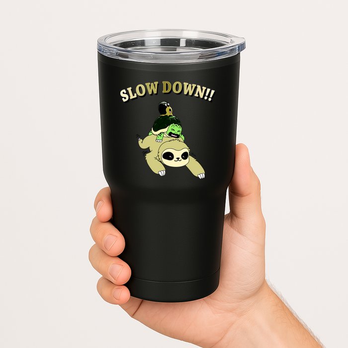 Too Fast Turtle Riding Sloth Tumbler