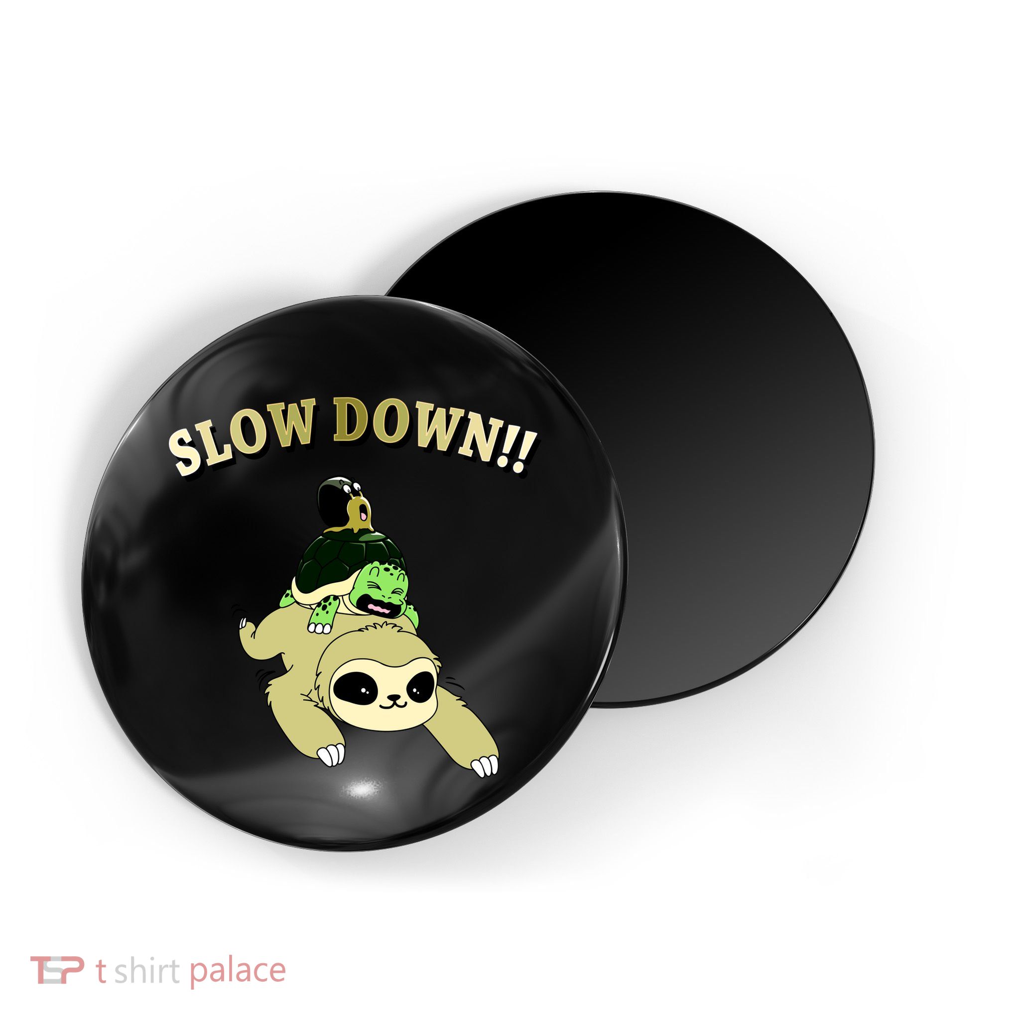 Too Fast Turtle Riding Sloth Magnet
