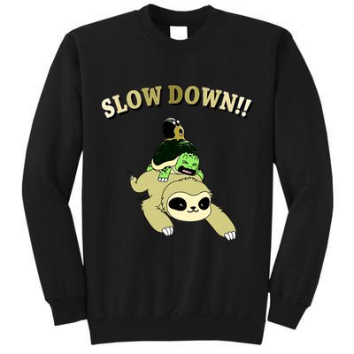 Too Fast Turtle Riding Sloth Tall Sweatshirt