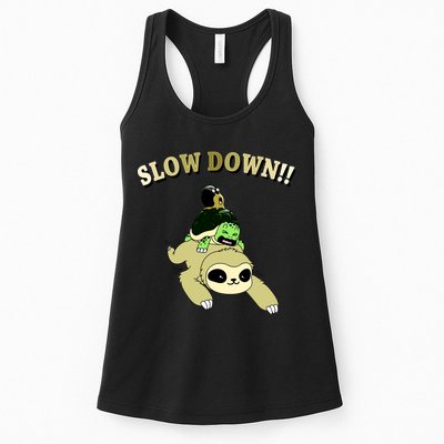 Too Fast Turtle Riding Sloth Womens Tank Top