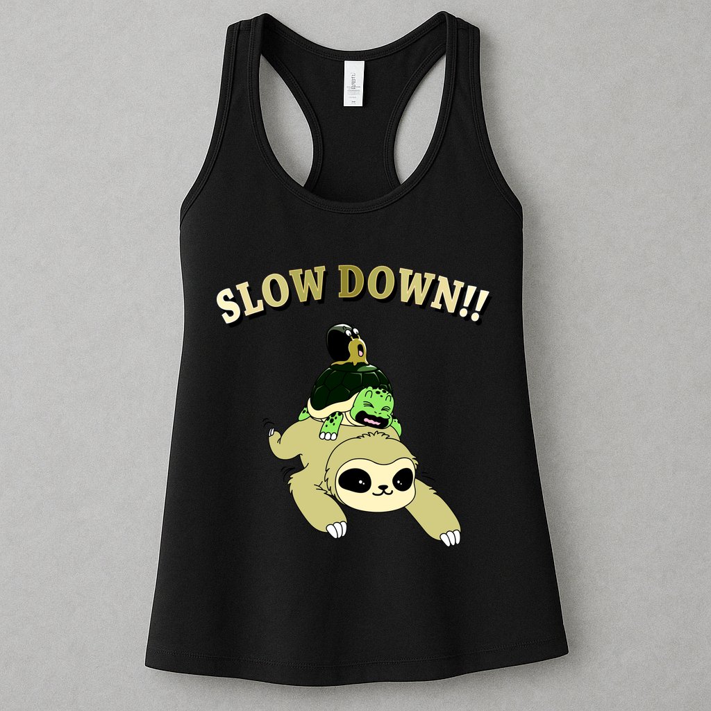 Too Fast Turtle Riding Sloth Womens Tank Top