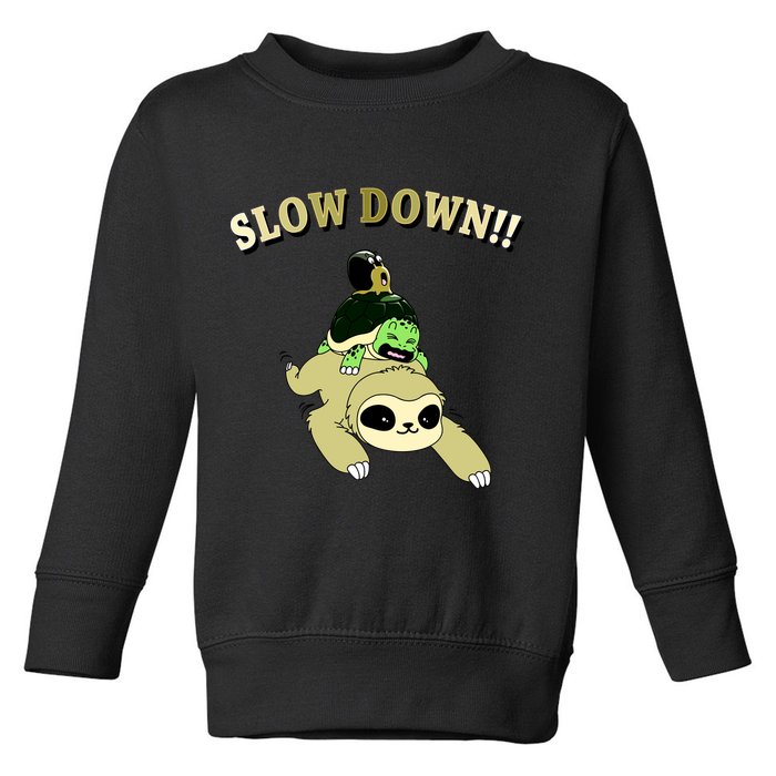 Too Fast Turtle Riding Sloth Toddler Sweatshirt