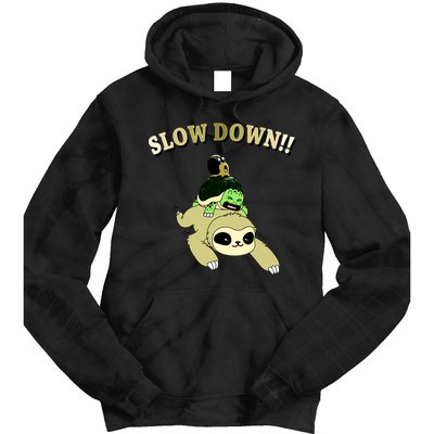Too Fast Turtle Riding Sloth Tie Dye Hoodie