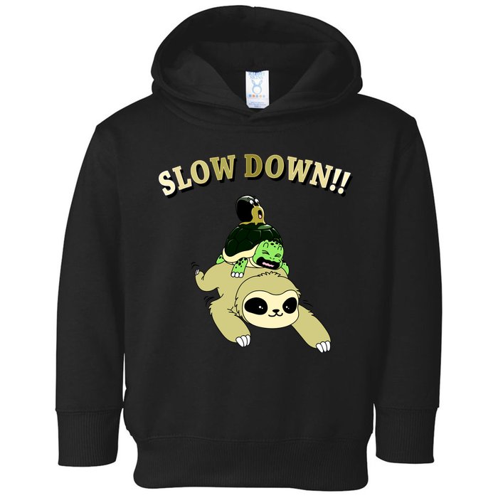 Too Fast Turtle Riding Sloth Toddler Hoodie