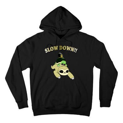 Too Fast Turtle Riding Sloth Tall Hoodie