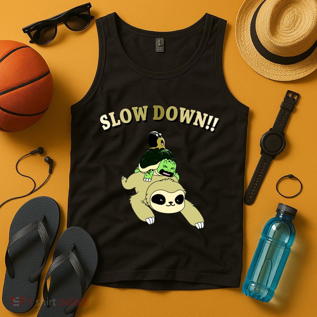Too Fast Turtle Riding Sloth Tank Top