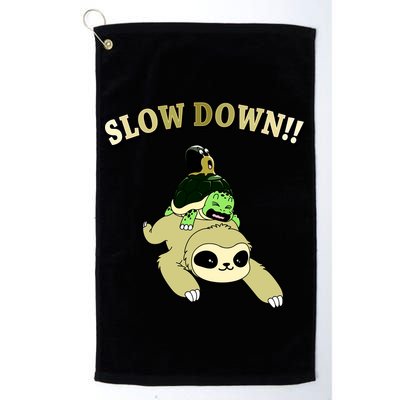 Too Fast Turtle Riding Sloth Golf Towel
