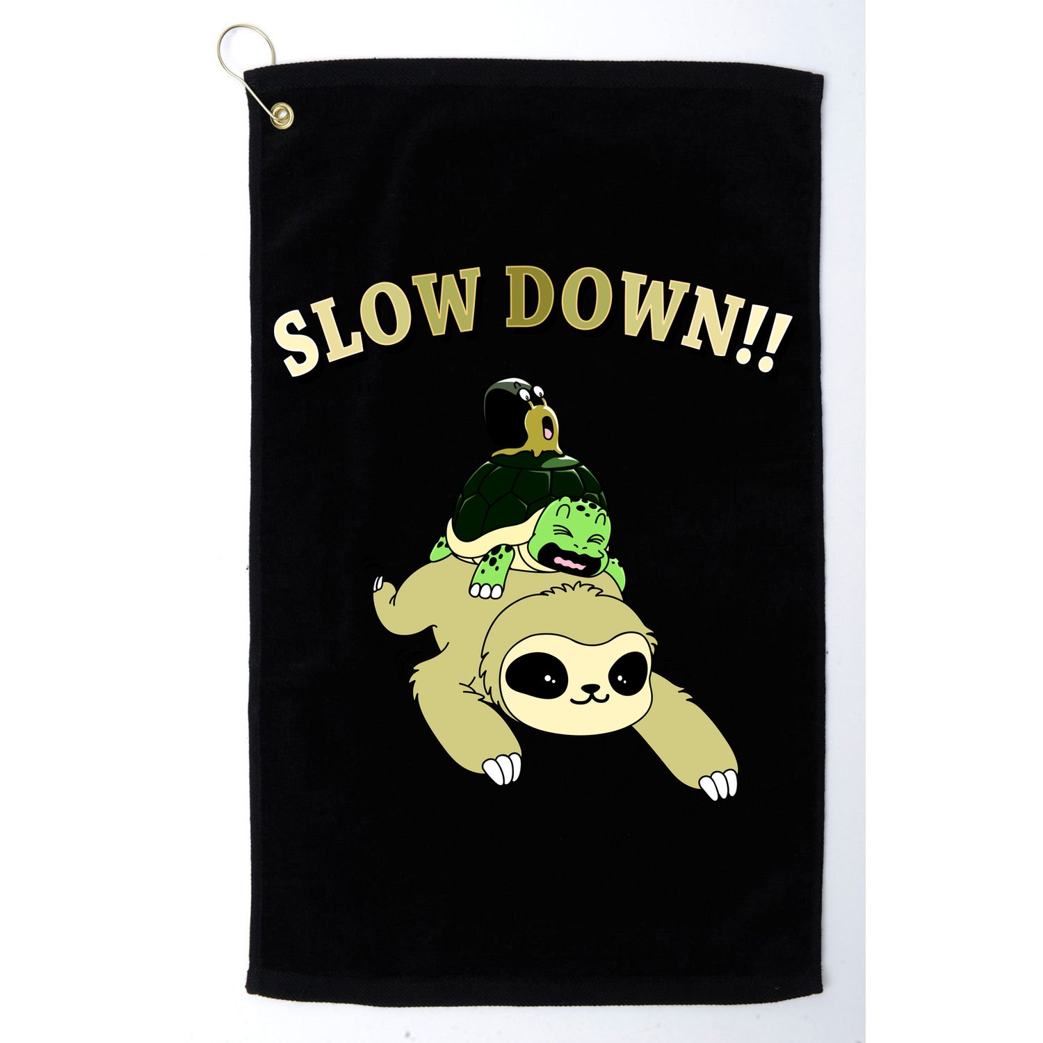 Too Fast Turtle Riding Sloth Golf Towel