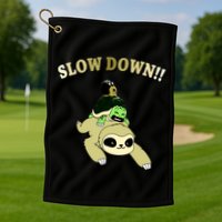 Too Fast Turtle Riding Sloth Golf Towel