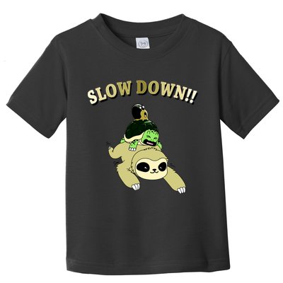 Too Fast Turtle Riding Sloth Toddler T-Shirt