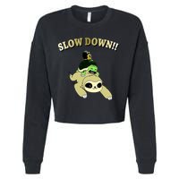 Too Fast Turtle Riding Sloth Cropped Pullover Crew
