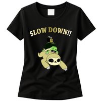 Too Fast Turtle Riding Sloth Womens T-Shirt