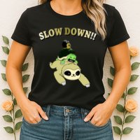 Too Fast Turtle Riding Sloth Womens T-Shirt