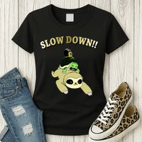 Too Fast Turtle Riding Sloth Womens T-Shirt