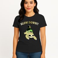 Too Fast Turtle Riding Sloth Womens T-Shirt