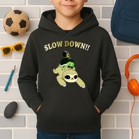 Too Fast Turtle Riding Sloth Kids Hoodie