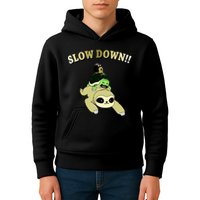 Too Fast Turtle Riding Sloth Kids Hoodie