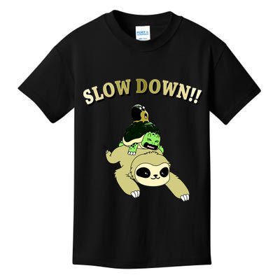 Too Fast Turtle Riding Sloth Kids T-Shirt
