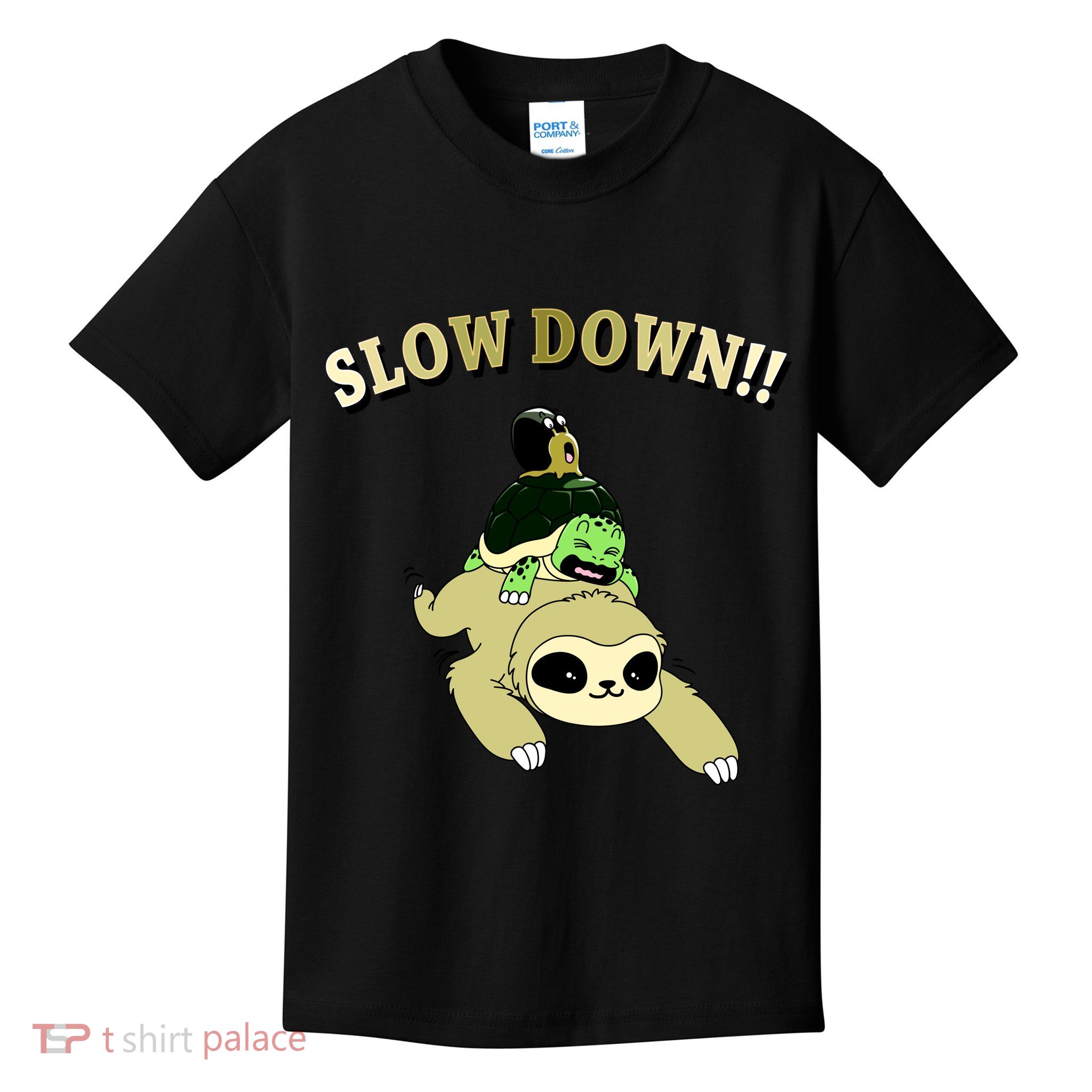 Too Fast Turtle Riding Sloth Kids T-Shirt