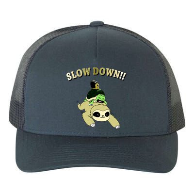 Too Fast Turtle Riding Sloth Yupoong Adult 5-Panel Trucker Hat