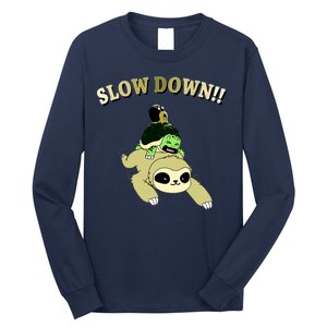 Too Fast Turtle Riding Sloth Long Sleeve Shirt