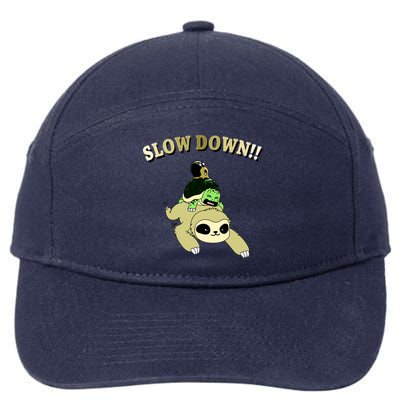 Too Fast Turtle Riding Sloth 7-Panel Snapback Hat