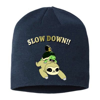 Too Fast Turtle Riding Sloth Sustainable Beanie