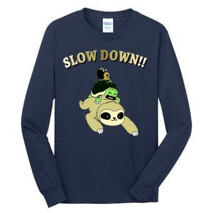 Too Fast Turtle Riding Sloth Tall Long Sleeve T-Shirt