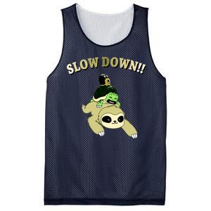 Too Fast Turtle Riding Sloth Mesh Reversible Basketball Jersey Tank