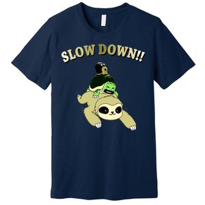 Too Fast Turtle Riding Sloth Premium T-Shirt