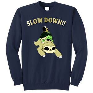 Too Fast Turtle Riding Sloth Tall Sweatshirt