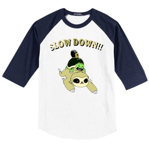 Too Fast Turtle Riding Sloth Baseball Sleeve Shirt