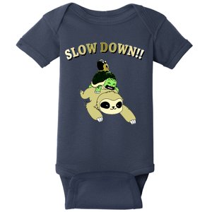 Too Fast Turtle Riding Sloth Baby Bodysuit