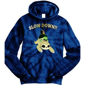 Too Fast Turtle Riding Sloth Tie Dye Hoodie