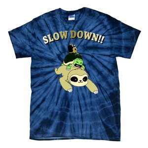 Too Fast Turtle Riding Sloth Tie-Dye T-Shirt