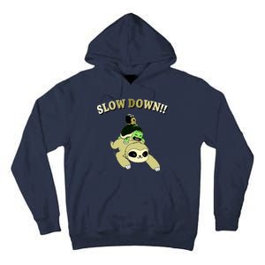 Too Fast Turtle Riding Sloth Tall Hoodie