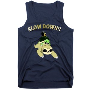 Too Fast Turtle Riding Sloth Tank Top