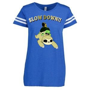 Too Fast Turtle Riding Sloth Enza Ladies Jersey Football T-Shirt