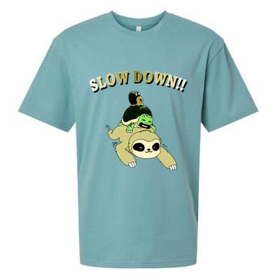 Too Fast Turtle Riding Sloth Sueded Cloud Jersey T-Shirt